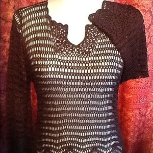 Hippie Rags Vintage 80's Open Crochet Tunic Top